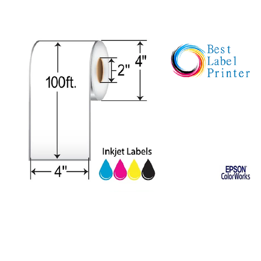  4" X 100' EPSON COLORWORKS MEDIA HIGH GLOSS LABELS (COLORWORKS C3500/C4000 SERIES) (2"CORE/4"OD)