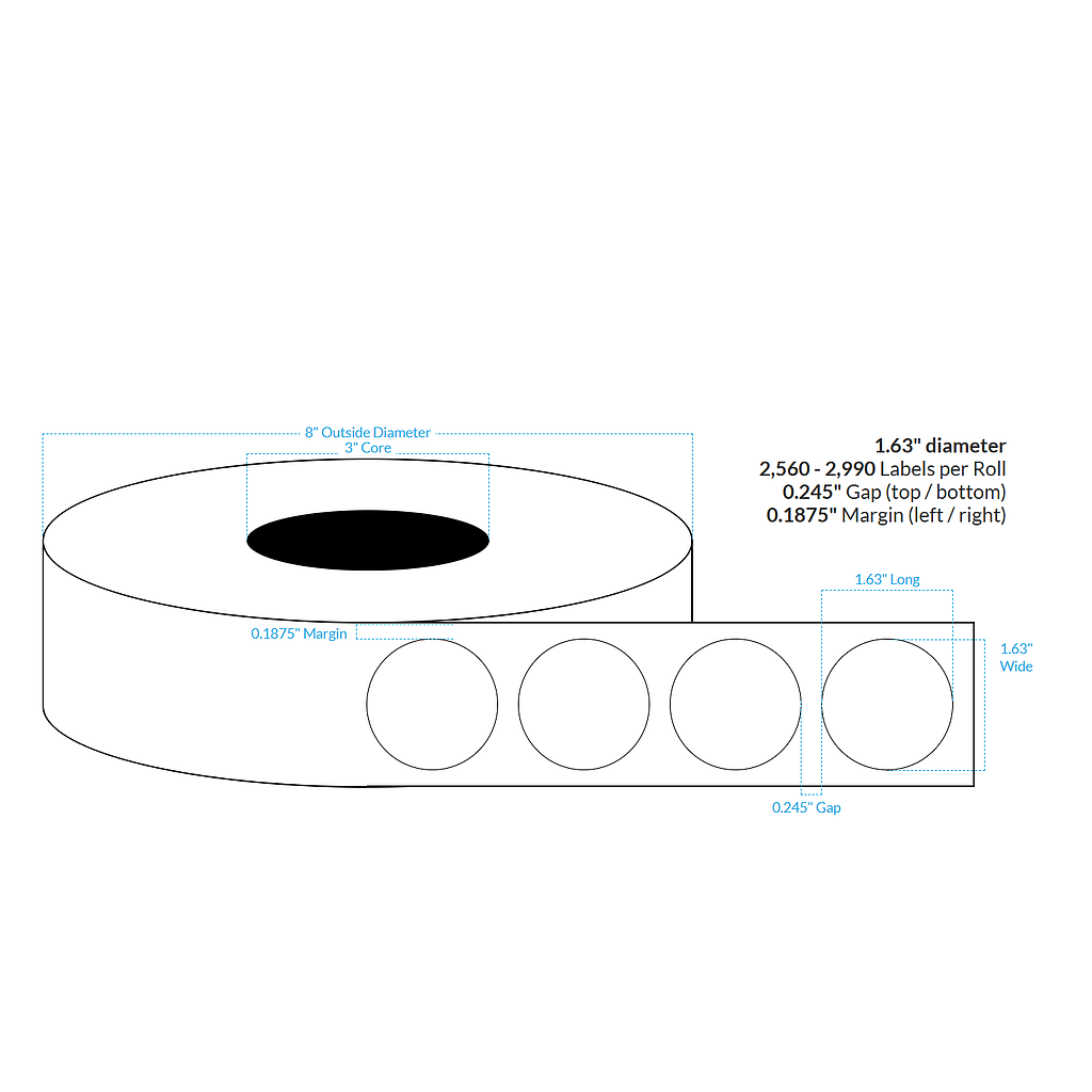 1.63" CRYSTAL PATTERN HOLOGRAPHIC {CIRCLE} Roll Labels w/Timing Marks  (3"CORE/8"OD)