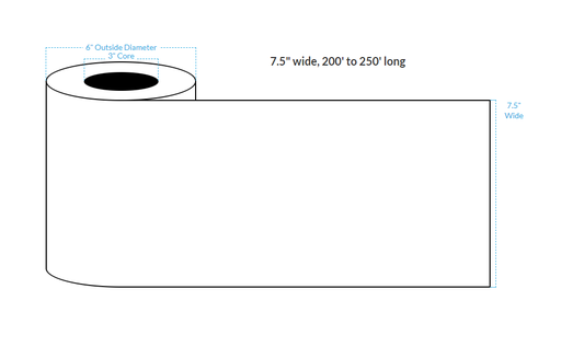 [102278-3X6-G21-117-1010000] 7.5" X 250' HIGH GLOSS WHITE PAPER {CONTINUOUS} Roll Labels  (3"CORE/6"OD)