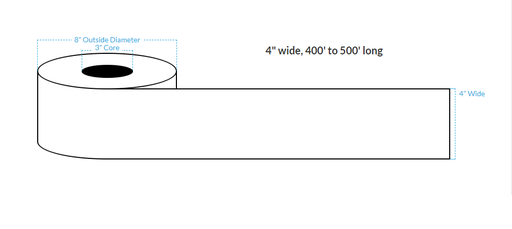 [101005-3X8-G26-110-1010000] 4" x 400' REMOVABLE HIGH GLOSS PAPER {CONTINUOUS} Roll Labels  (3"CORE/8"OD)